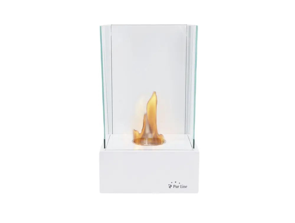 Chimenea de etanol mural en acero blanco y cristal templado Purline