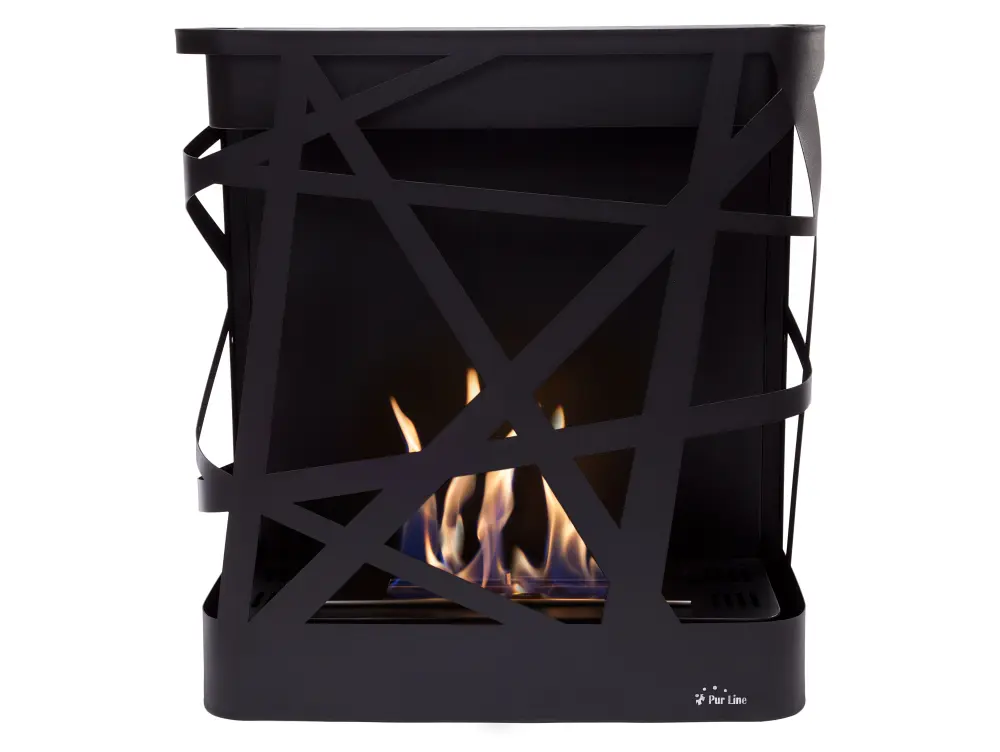 Chimenea de etanol mural en acero inoxidable negro Purline
