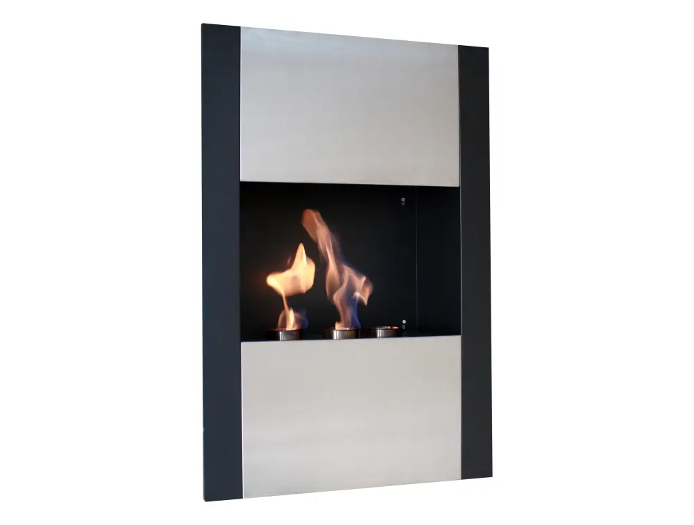Chimenea de etanol mural con frontal en acero inoxidable Purline