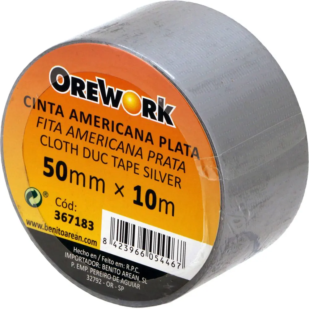 Cinta americana Orework 10 m x 50 mm plata