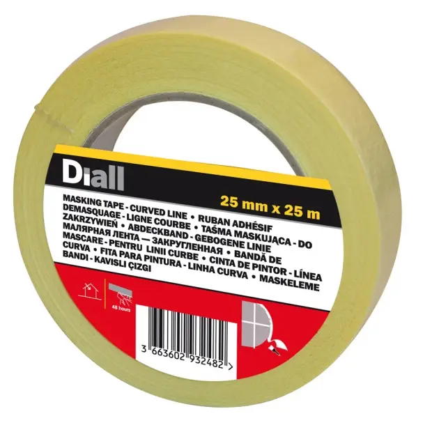 Cinta de pintor líneas curvas diall 25 mm x 25 m