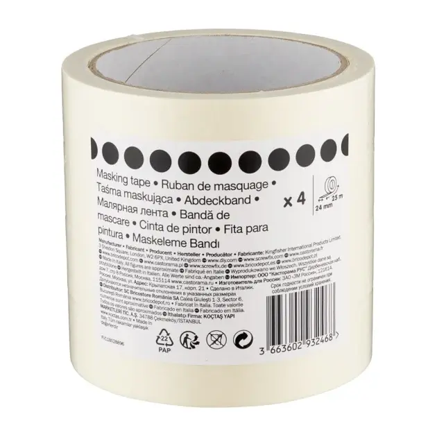 Pack 4 cintas de pintor 24 mm x 25 m