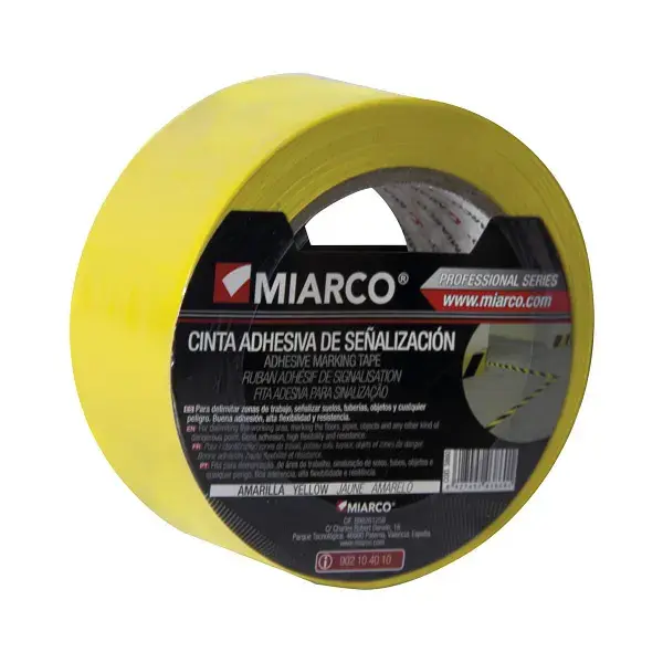 Cinta adhesiva de señalización amarilla 50 mm x 30 m miarco