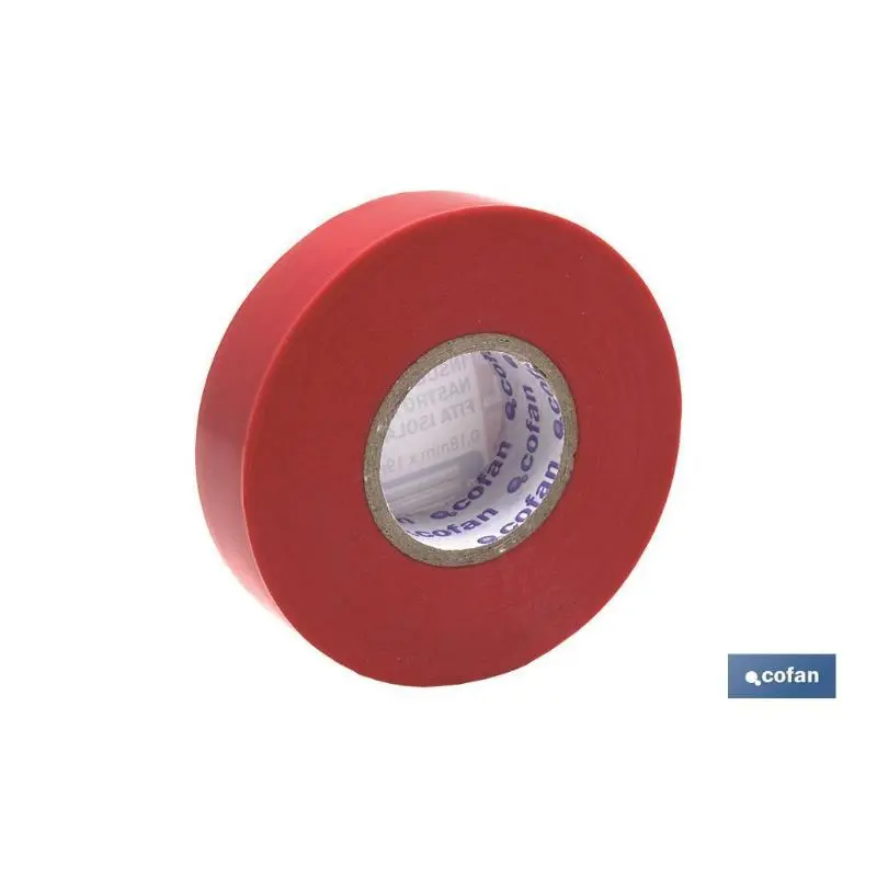 Cinta aislante 180 micras roja 19mmx20 metros caja 10 unid. Cofan