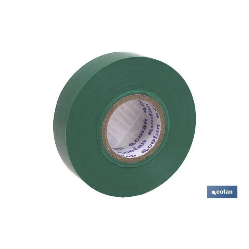Cinta aislante 180 micras verde 19mmx20 metros caja 10 unid. Cofan