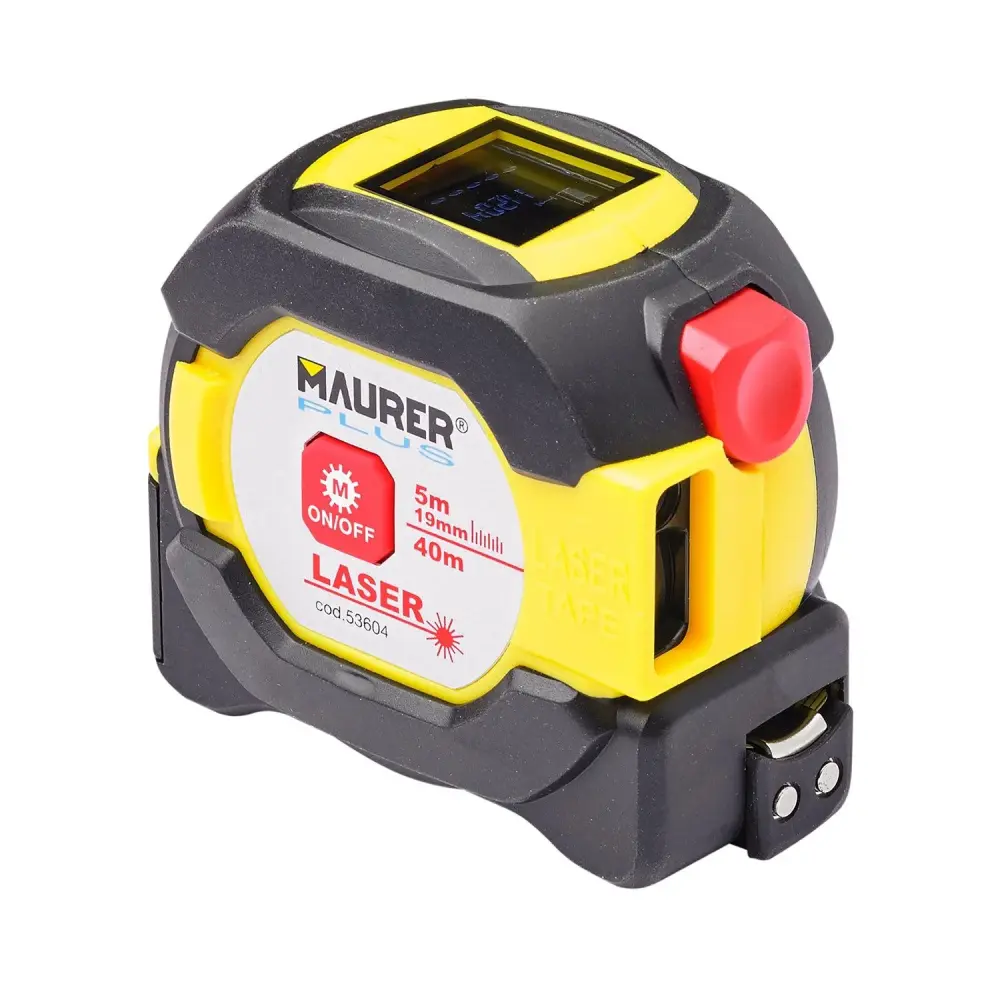 Medidor de Distancia Flexometro Magnetico Con medidor Laser 40 metros Cinta 5 metros x 19 mm.