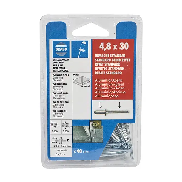 Remache aluminio/acero 4,8x15 mm 70 uds