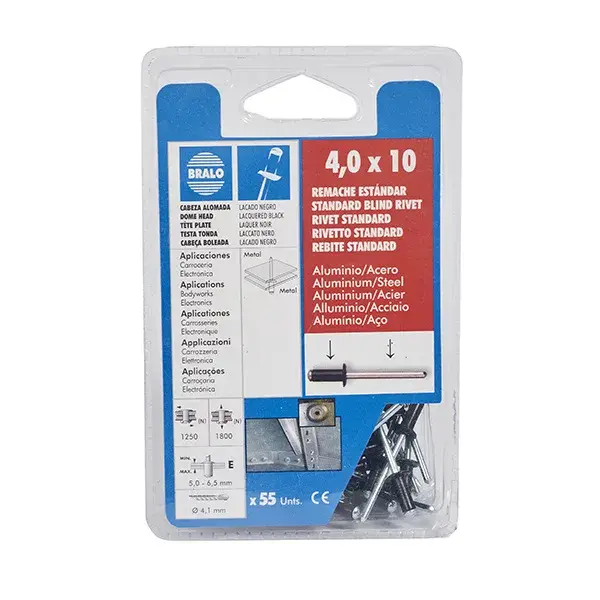 Remache lacado negro 4x10 mm 55 uds