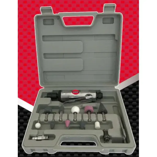 Amoladora recta neumática 1/4'' con accesorios Mader