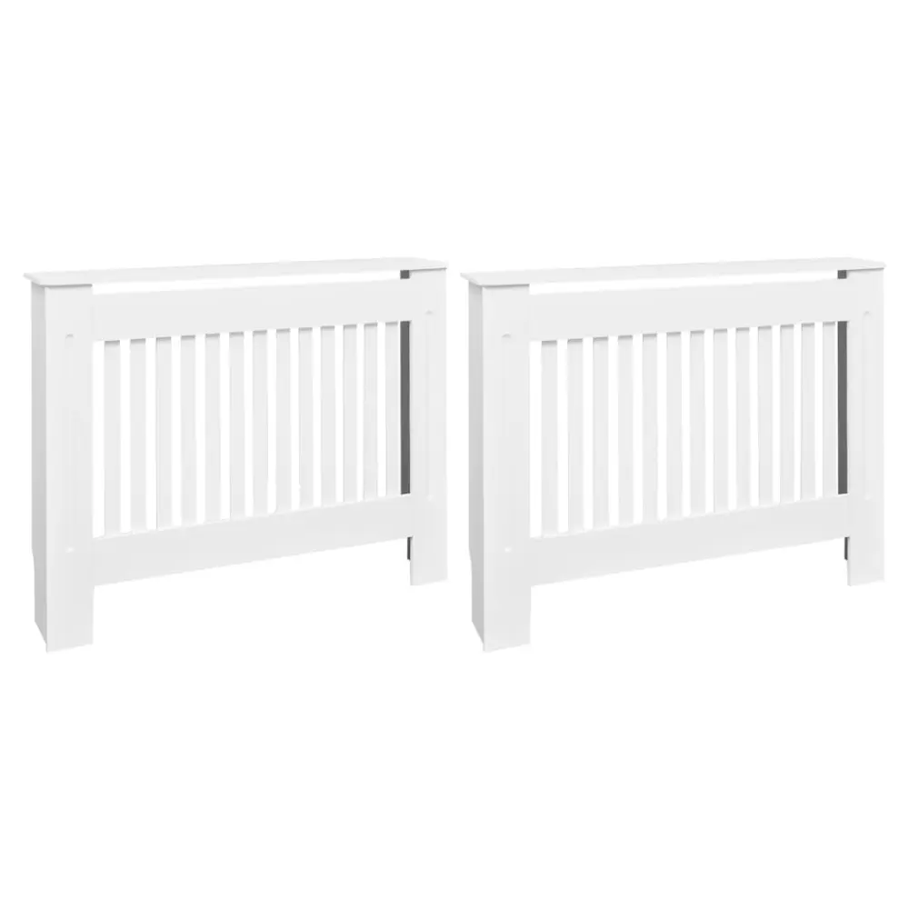 vidaXL cubiertas para radiador 2 unidades mdf blanco 112 cm