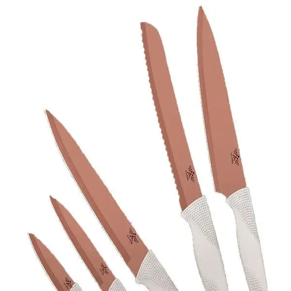 Juego 6 cuchillos IC-Z7003 acero inoxidable marrón