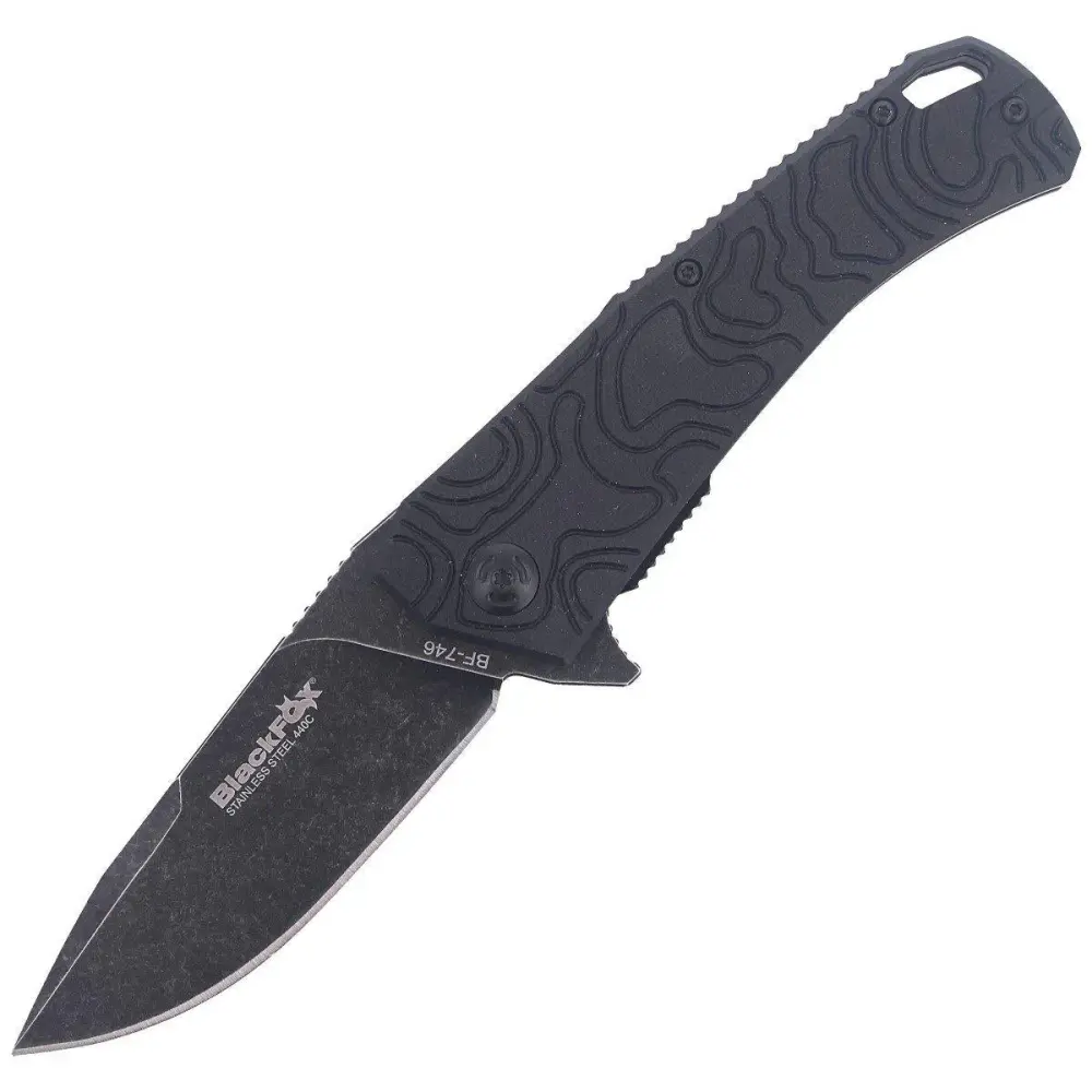Navaja de bolsillo plegable Fox Knives ECHO 1 negra Idroglider revestimiento lavado la piedra
