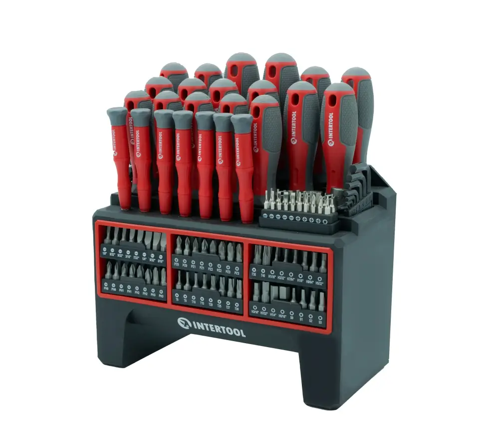 INTERTOOL Juego de destornilladores de 114 piezas, organizador de pie | VT08-3372