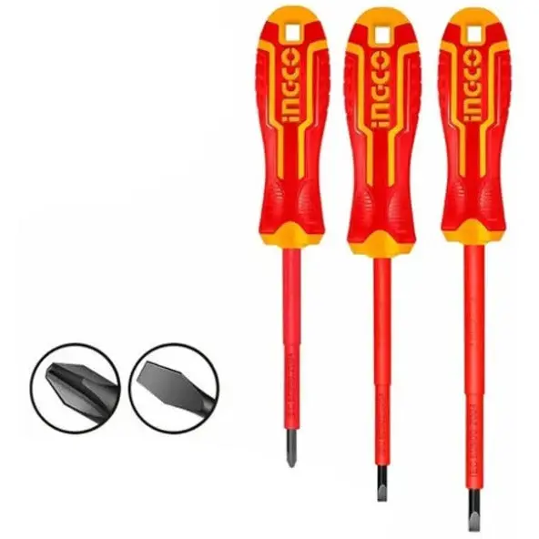 Juego 3 Destornilladores Aislados 1000V Pala Y Estria Crv Hkisd0308