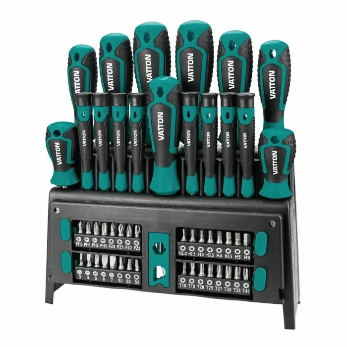 Juego Destornilladores Vatton 50 PIEZAS + Soporte Organizador