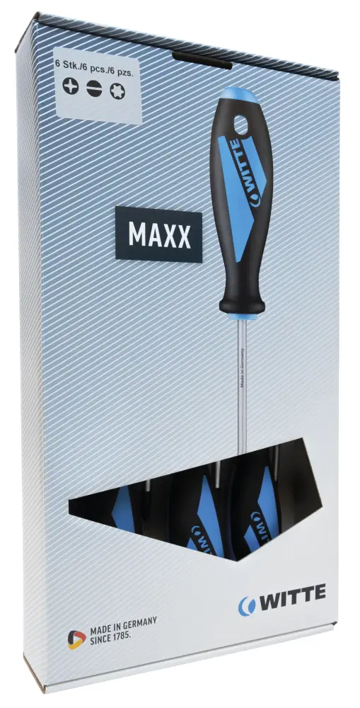 Witte-653866-juego de 5 destornilladores maxx puntas planas y pz