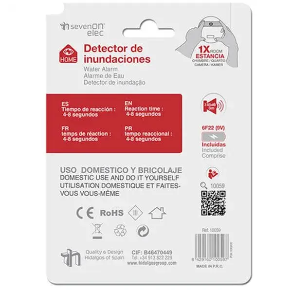 Detector de Humo Inteligente Detector de inundación 7hSevenOn Elec con alarma 85dB