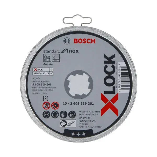 Discos corte XLock 115 mm Bosch 10 uds