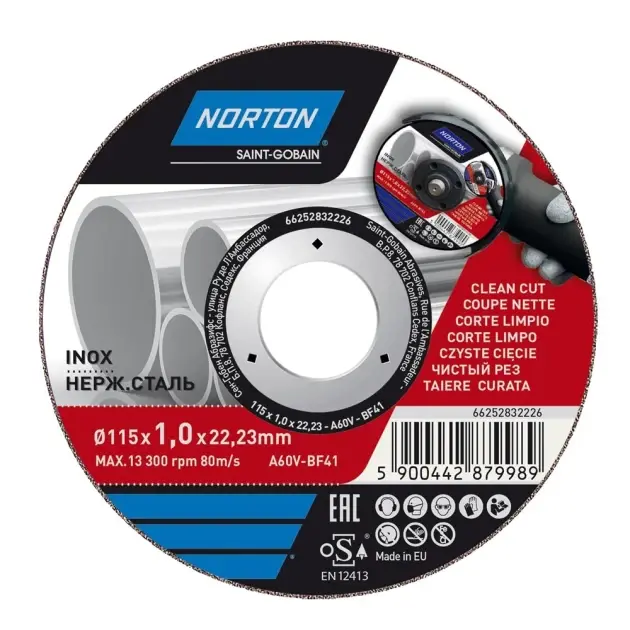 Disco de corte inox/metal pro 115 x 1 mm norton