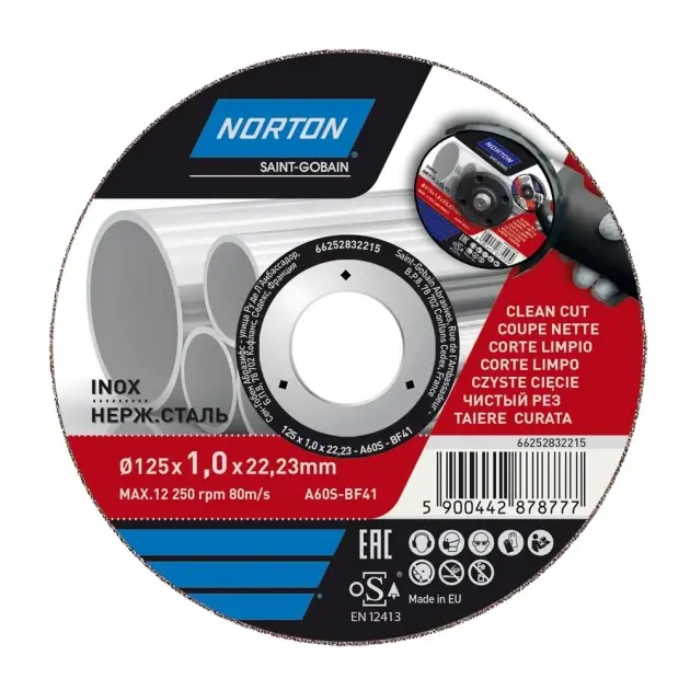 Disco de corte inox/metal pro 125 x 1 mm norton