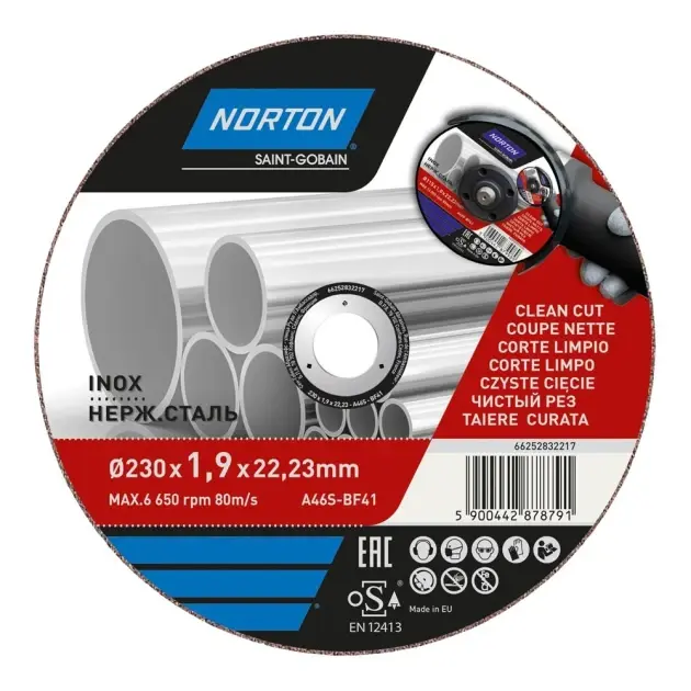 Disco de corte inox/metal pro 230 x 1,9 mm norton