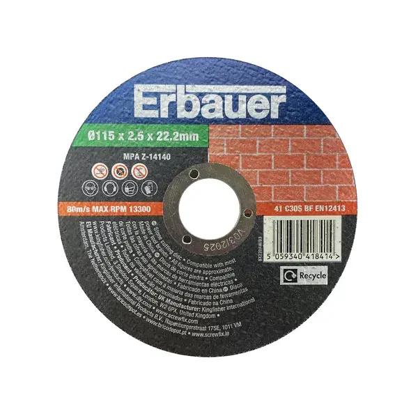 Disco corte piedra 115x2,5 mm Erbauer