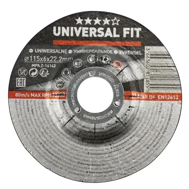 Disco desbaste metal 115 x 6 mm universal_fit