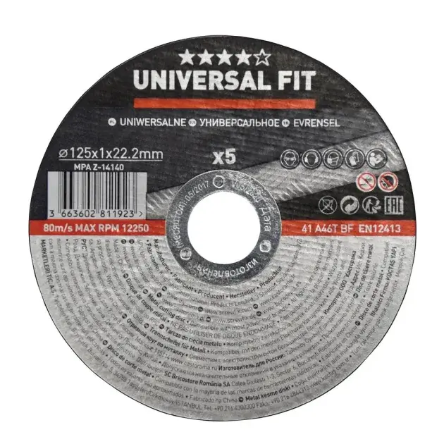 Pack 5 discos de corte para metal 125 x 1 mm universal fit universal_fit