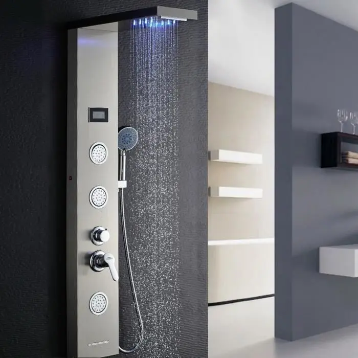 Columna de ducha hidromasaje en acero inoxidable panel de ducha 5 funciones