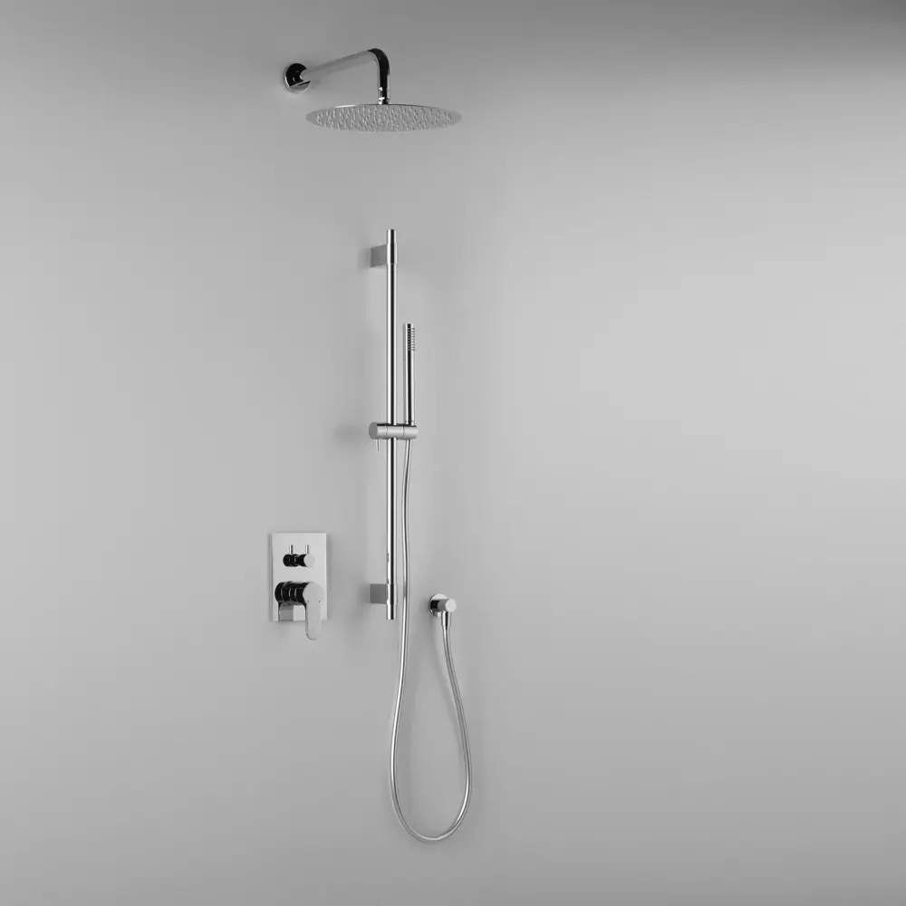 Composición de ducha ARES con cabezal de pared con diámetro 300 mm, barra deslizante y mezclador