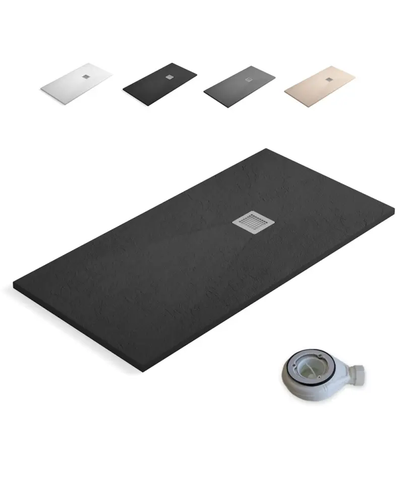 Dispensador de Jabón Plato ducha resina extraplano 90 x 90cm textura pizarra flexible antracita