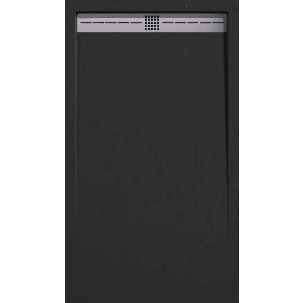 Estante de Ducha Plato de ducha pizarra arco negro 90x130 cm rejilla inox