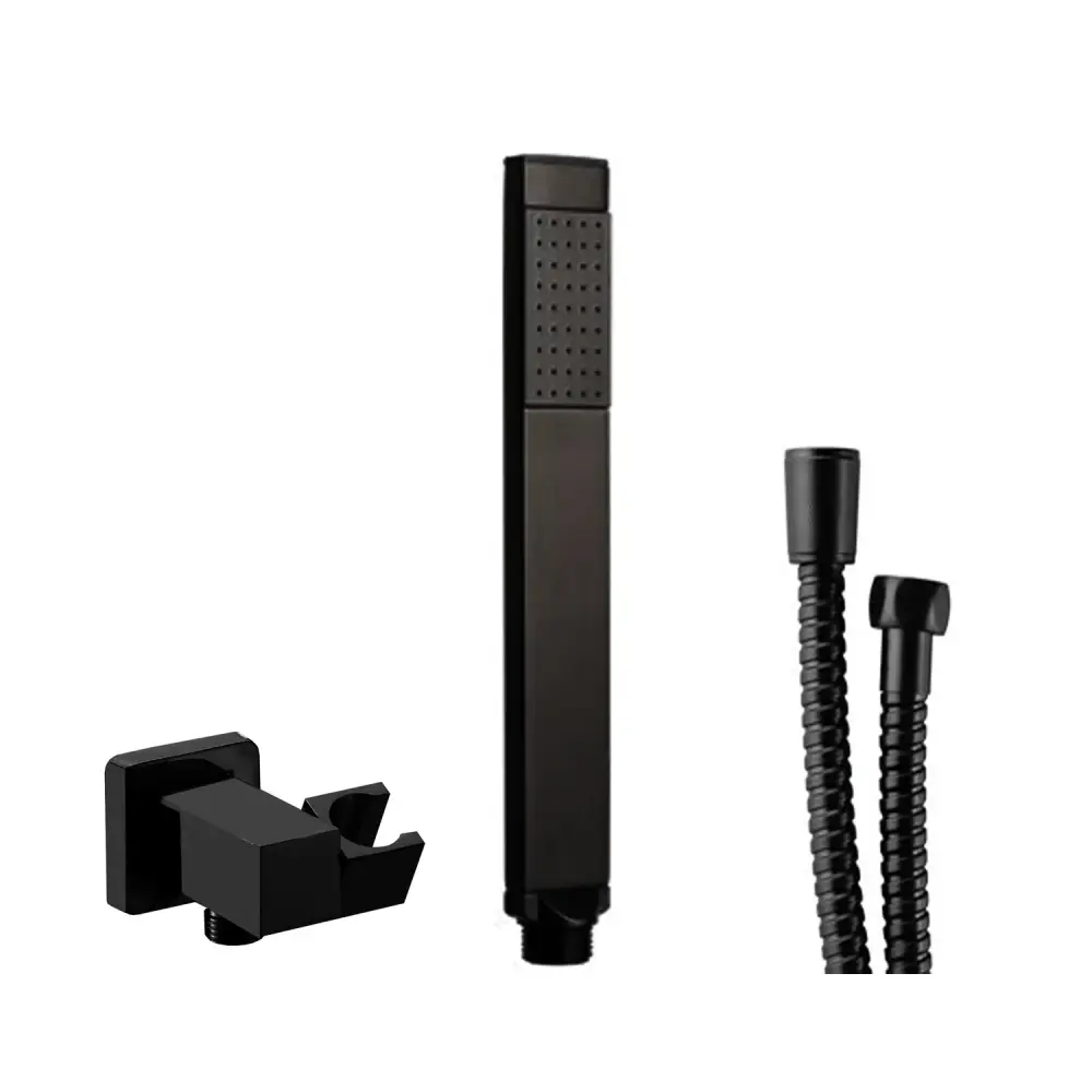 Kit dúplex cuadro con ducha, toma de agua y versátil negro mate