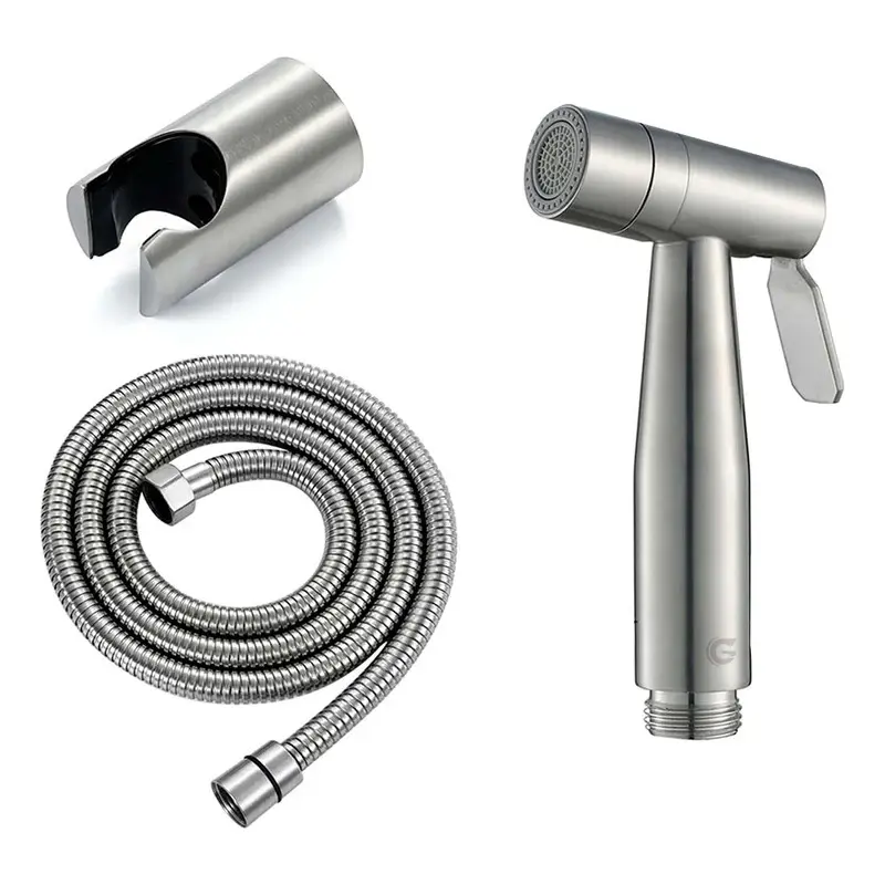 Kit Ducha Bidet Satinada En Acero 304 + Manguera + Soporte