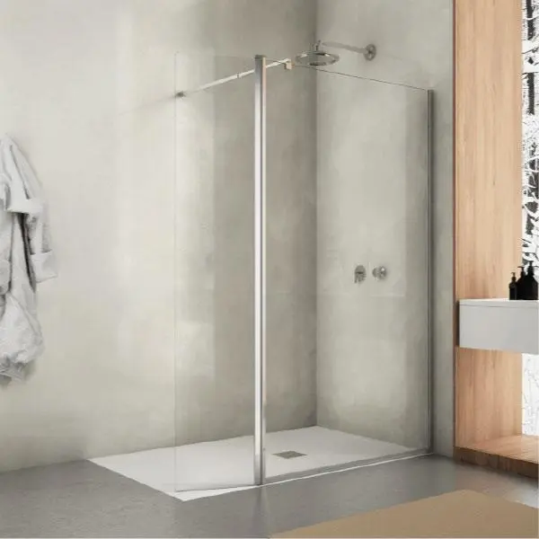 Panel fijo de ducha + puerta abatible smith serigrafiado
