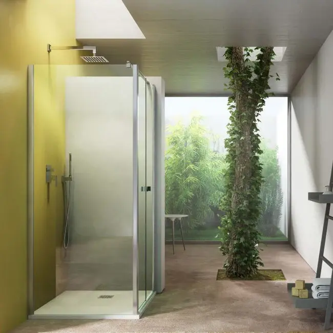 Panel fijo de 90 cm para puerta de ducha Saloon modelo Ermes en Cristal Transparente 6 mm
