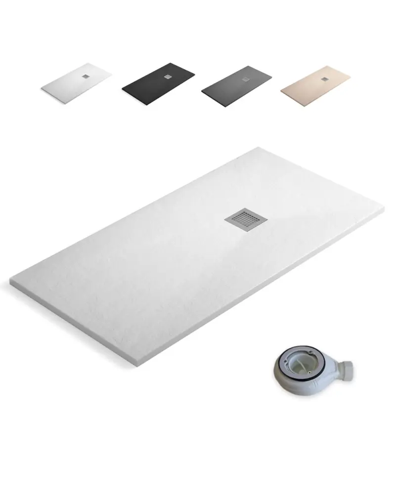 Plato ducha resina extraplano 190 x 80cm textura pizarra blando blanco