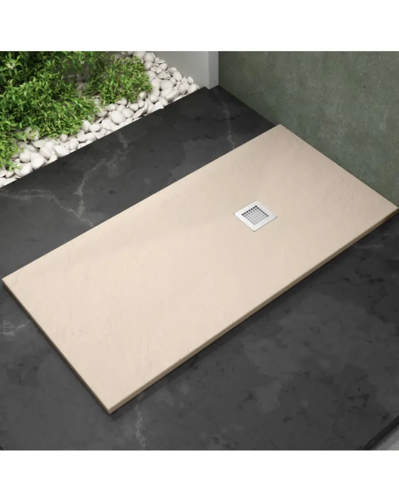 Plato ducha resina extraplano 200 x 90cm textura pizarra mullido beige