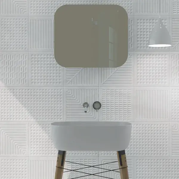 Azulejo porcelánico blanco mate Lock Light Decor 30 x 90 cm