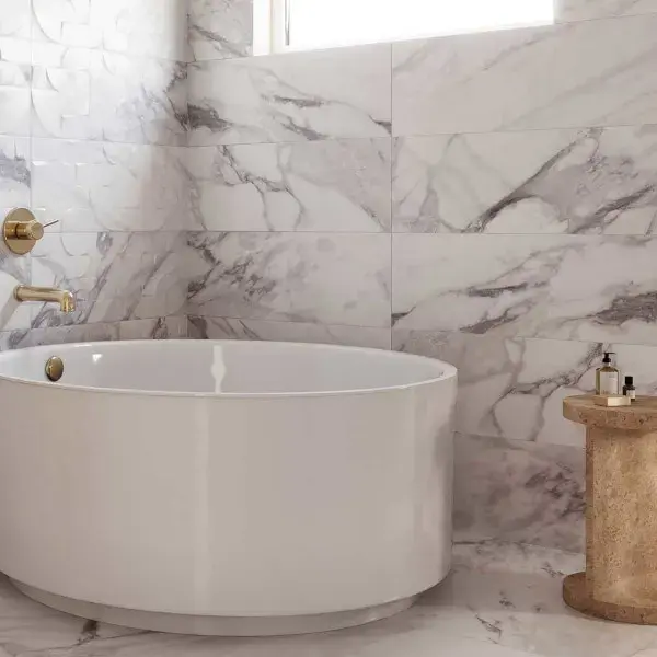 Azulejo cerámico blanco mate Allison 33,3 x 90 cm