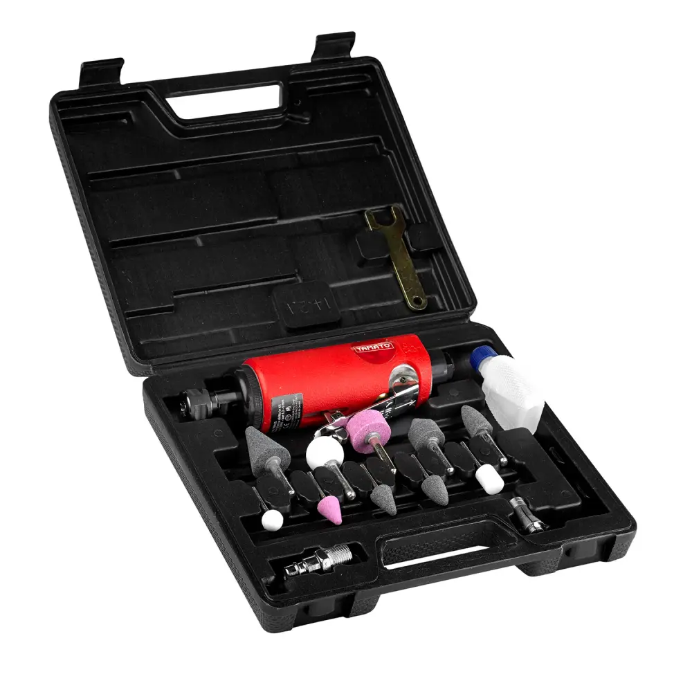 Amoladora Neumatica Recta Yamato + Kit 15 Piezas Set de 2 Piezas