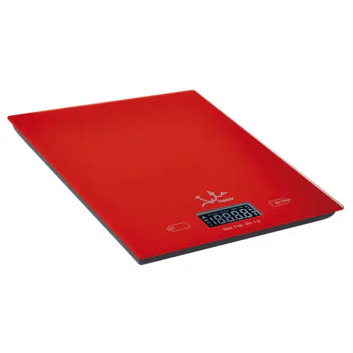 Balanza de cocina 5kg Jata 729R cristal roja con Temporizador Digital