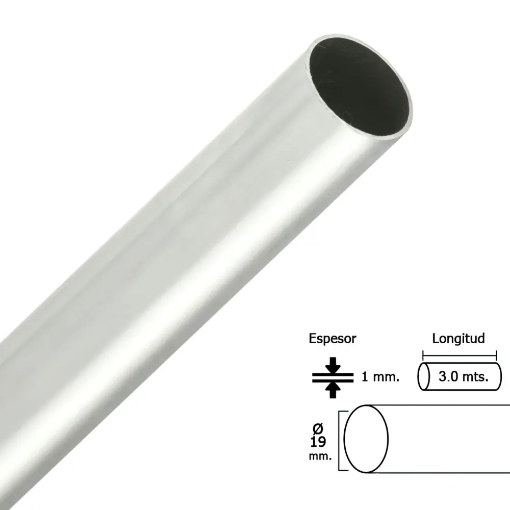 Barra Armario Cromado Redondo 19 mm. Ø (Barra 3,0 metros) Capacidad 8 kg