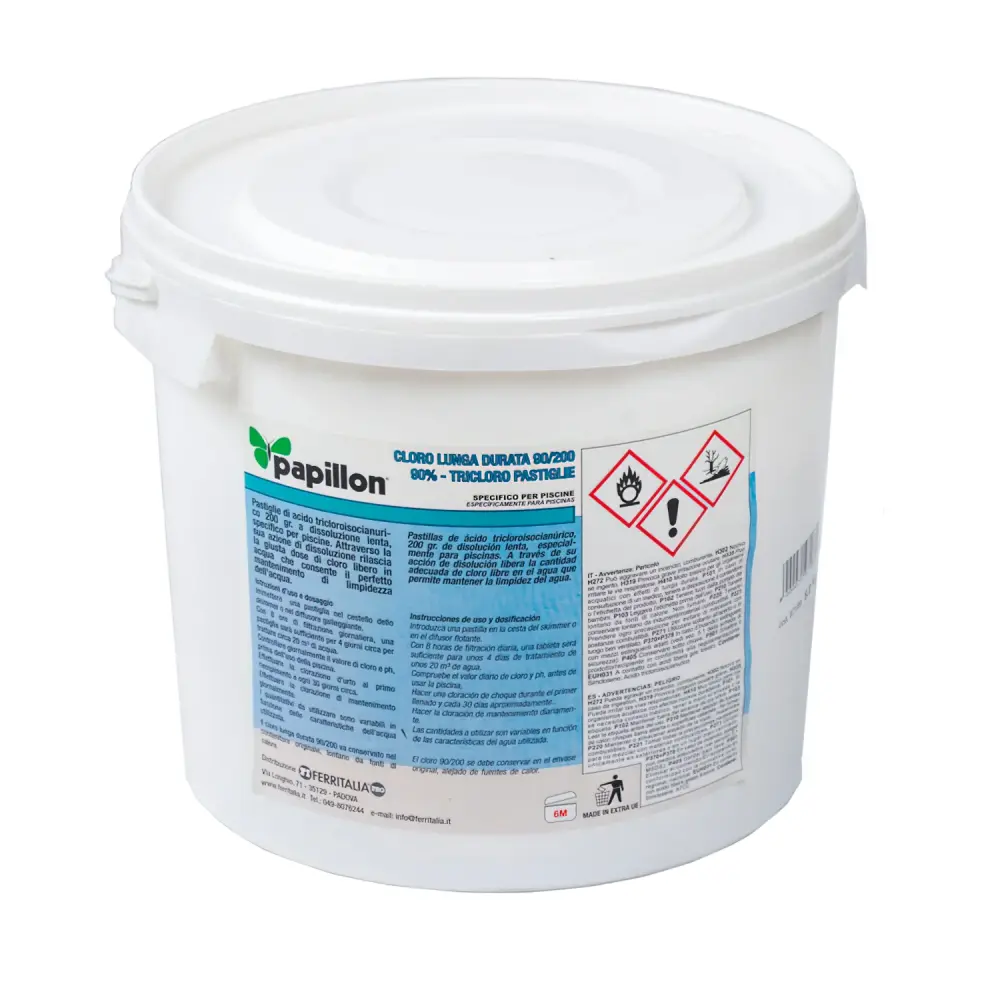 Cloro Lento Mantenimiento 90% Pastillas 200 gramos (5 Kg)