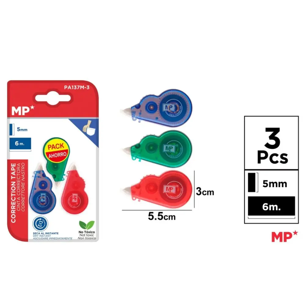 Corrector cinta 5mm*6m pack ahorro Capacidad 8 kg