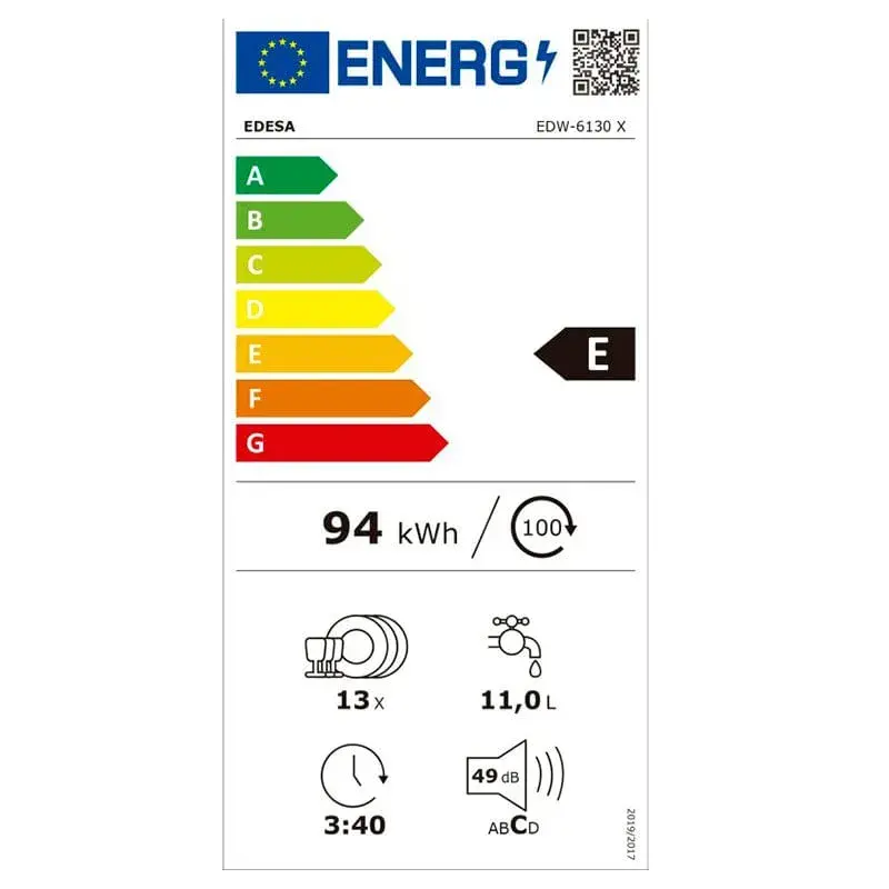 Lavavajillas Edesa EDW-6130X 13 servicios 6 programas E inox 59,8 cm