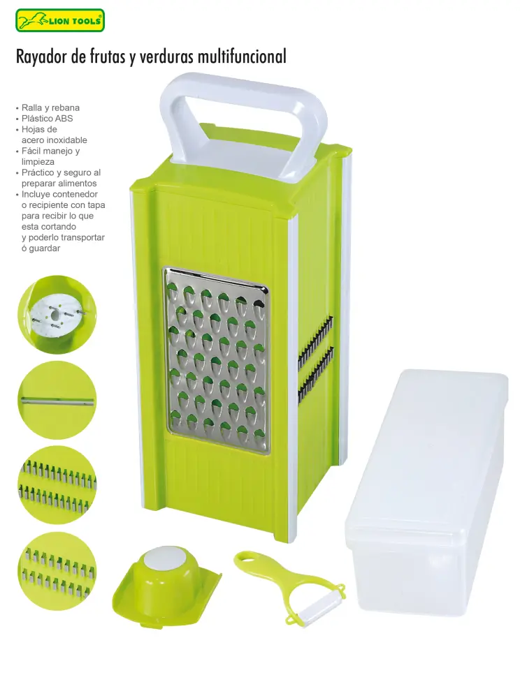 Premium Silencioso Rallador De Frutas Y Verduras Multifuncional Lion Tools #2151