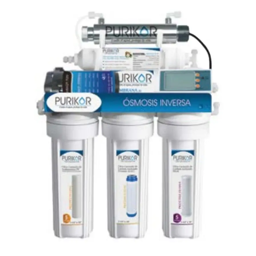 Premium Silencioso Sistema de Osmosis Inversa para Tratamiento de Agua Marca Purikor de 6 Etapas 100 GPD