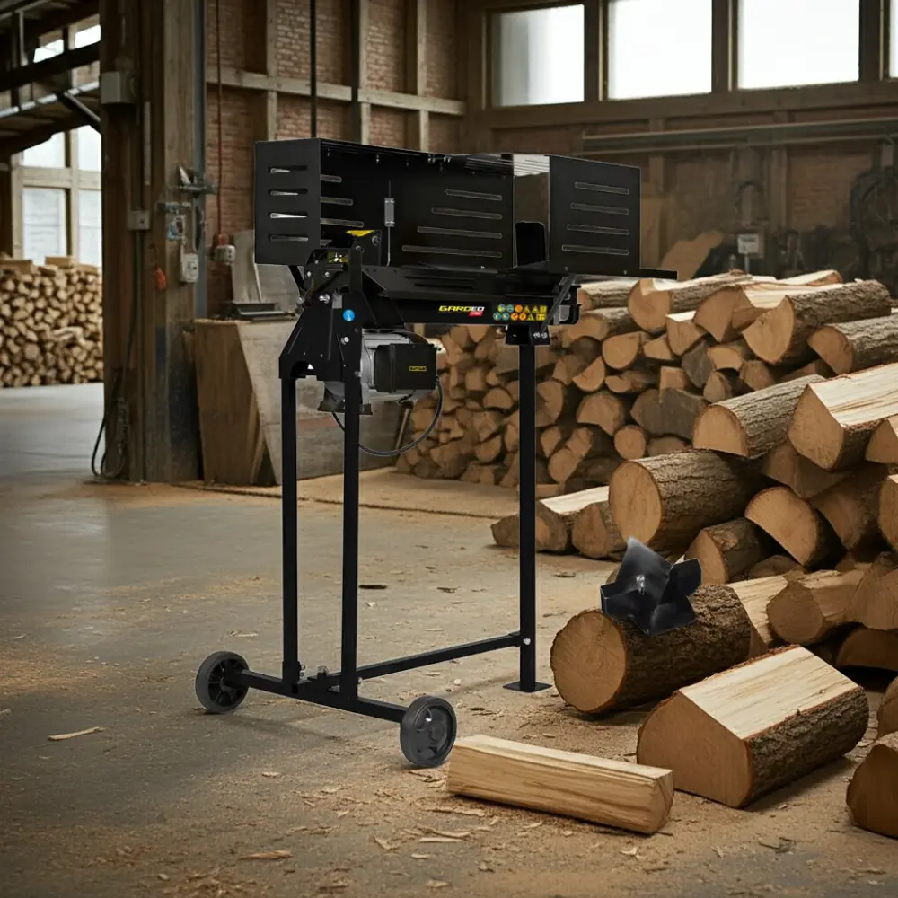 Fendeur de bûches horizontal 6T – 2200W – Support sur pieds et coin 4 voies – Enclume en acier