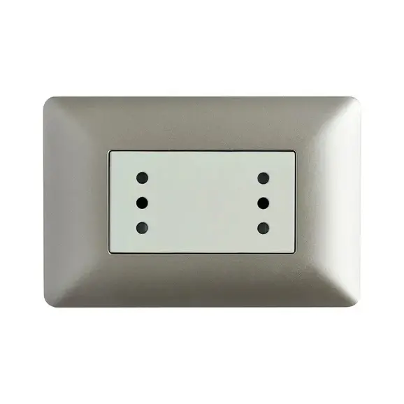 Interruptor Simple Enchufe Doble Punteado 10A 250V STANFORD Champagne